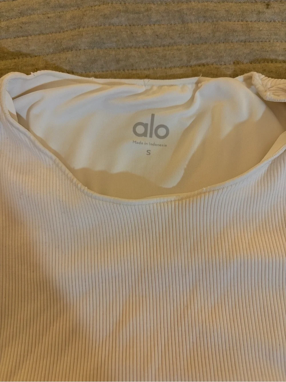 ALO Ribbed En Pointe Tank WHITE SMALL